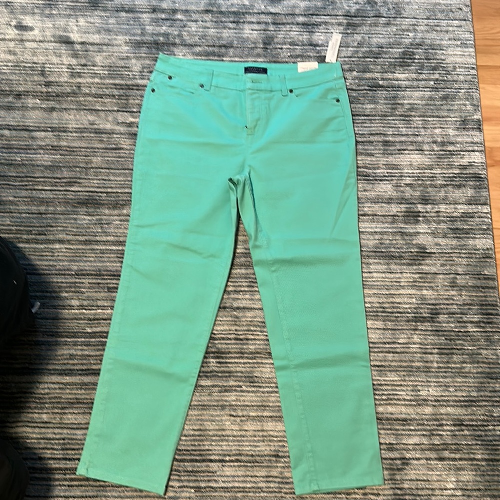 Talbots ankle jeans mint green size 14 NWT